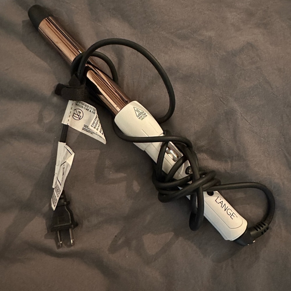 Lange White and Gold Curling Iron